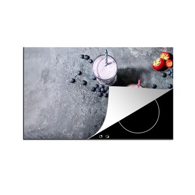 Herdabdeckplatte 85x52 cm Smoothie - Obst - Erdbeere - Beere - Marmor
