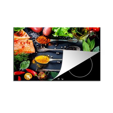 Herdabdeckplatte 80x52 cm Kräuter - Löffel - Küche - Gewürze