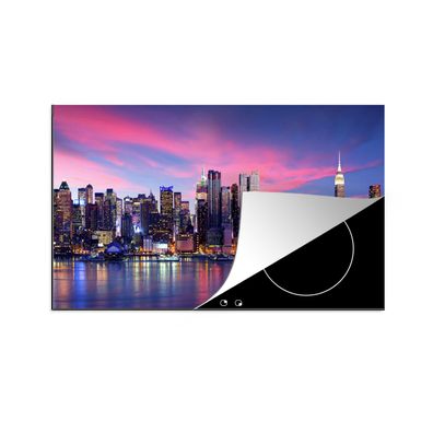 Herdabdeckplatte 90x52 cm Skyline - Wasser - Rosa - New York