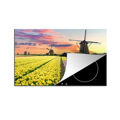 Herdabdeckplatte 78x52 cm Tulpen - Windmühle - Natur