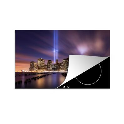 Herdabdeckplatte 78x52 cm New York - Nacht - Stadt - Wasser