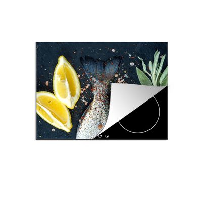 Herdabdeckplatte 60x52 cm Fisch - Zitrone - Kräuter