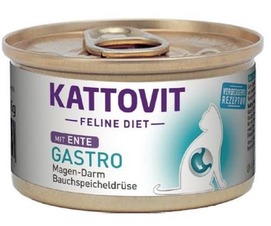 Kattovit ¦ Feline Diet - Gastro - Ente - 12 x 85g ¦ nasses Katzenfutter bei unzure...