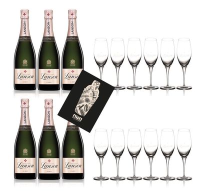 Lanson Rose Aktion - 6x Lanson champagne Le Rose 0,75L + 12x Glas Gratis