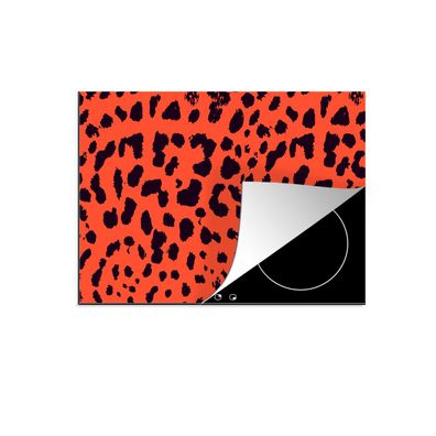 Herdabdeckplatte 65x52 cm Tierprint - Panther - Rot - Schwarz