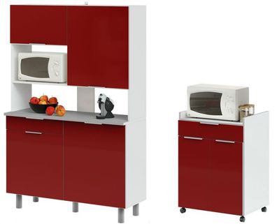 Buffet weiß rot Hochglanz Buffetschrank Set Küchenwagen Anrichte Parisot Urban