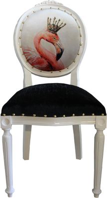 Casa Padrino Barock Luxus Esszimmer Stuhl ohne Armlehnen Flamingo mit Krone