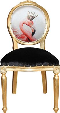Casa Padrino Barock Luxus Esszimmer Stuhl ohne Armlehnen Flamingo mit Krone und mit B