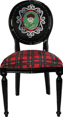 Casa Padrino Barock Luxus Esszimmer Stuhl ohne Armlehnen Schottland Karo / Schwarz Ma