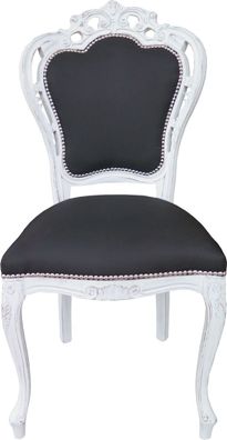 Casa Padrino Barock Esszimmer Stuhl ohne Armlehnen Schwarz / Antik Weiß - Designer St