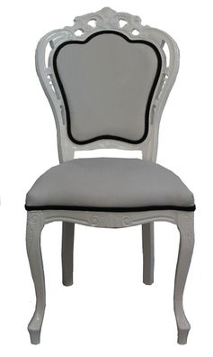 Casa Padrino Luxus Barock Esszimmer Stuhl in Weiß/ Schwarz - Designer
