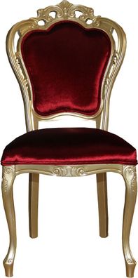 Casa Padrino Luxus Barock Esszimmer Stuhl in Bordeauxrot/ Gold - Designer
