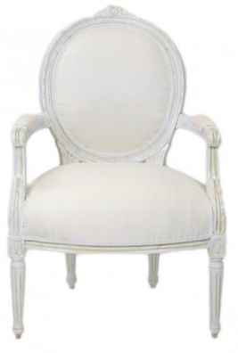 Casa Padrino Luxus Barock Medaillon Salon Stuhl Antik Weiß - Möbel Antik Stil