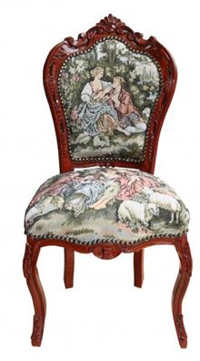Casa Padrino Barock Esszimmer Stuhl ohne Armlehne Gobelin "Love Story "/ Braun - Anti