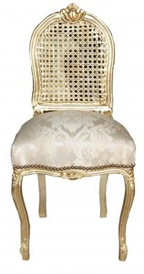 Casa Padrino Barock Damen Stuhl Gold Muster / Gold - Schminkstuhl
