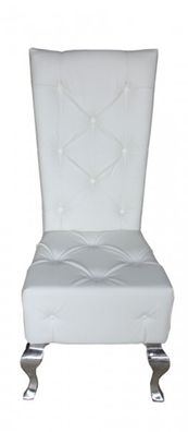 Casa Padrino Barock Esszimmer Stuhl Weiß Lederoptik - Designer Stuhl - Luxus Qualität
