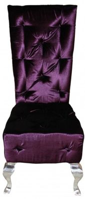 Casa Padrino Barock Esszimmer Stuhl Lila / Silber - Designer Stuhl - Luxus Qualität H