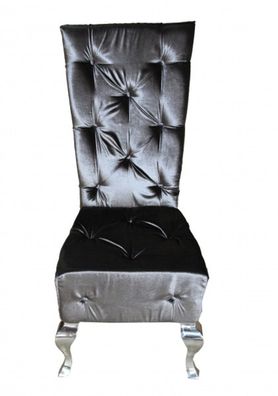 Casa Padrino Barock Esszimmer Stuhl Grau / Silber - Designer Stuhl - Luxus Qualität -
