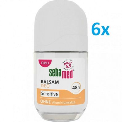 Sebamed Deo Roll On Balsam Sensitiv Deodorant 6x 50ml (EUR 94,97 / L)
