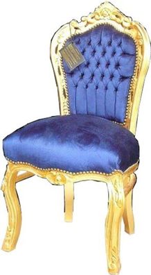 Casa Padrino Barock Esszimmer Stuhl Royalblau / Gold