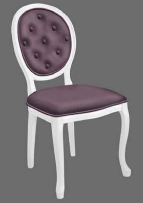 Casa Padrino Barock Esszimmerstuhl Lila / Weiß - Handgefertigter Antik Stil Stuhl - E