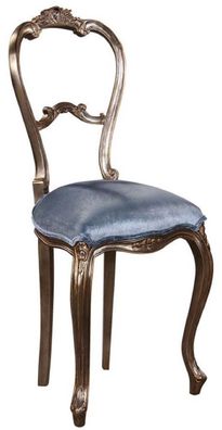 Casa Padrino Luxus Barock Damen Stuhl Hellblau / Silber - Handgefertigter Massivholz
