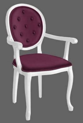 Casa Padrino Barock Esszimmerstuhl Lila / Weiß - Handgefertigter Antik Stil Stuhl mit