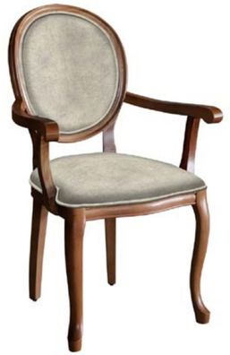 Casa Padrino Barock Esszimmerstuhl Grau / Braun - Handgefertigter Antik Stil Stuhl mi