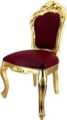 Casa Padrino Luxus Barock Esszimmer Stuhl Bordeaux Rot Lederoptik / Gold - Designer B