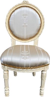 Casa Padrino Barock Salonstuhl Creme / Gold - Handgefertigter Antik Stil Stuhl mit ed