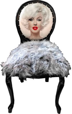 Casa Padrino Luxus Barock Esszimmer Stuhl Marilyn Monroe Grau / Schwarz 50 x 60 x H.