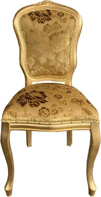 Casa Padrino Barock Luxus Esszimmer Stuhl Louis Gold Bouquet Muster / Gold - Barock M