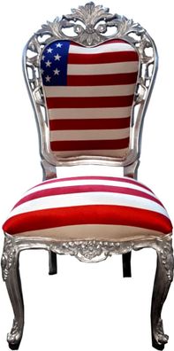 Casa Padrino Luxus Barock Esszimmer Stuhl USA / Silber - Designer Barock Stuhl - Lux