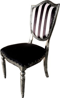Casa Padrino Art Deco Luxus Esszimmer Stuhl Schwarz Weiß Streifen / Antik Stil Silbe