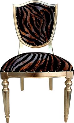 Casa Padrino Art Deco Luxus Esszimmer Stuhl Leopard / Gold - Luxus Hotel Möbel