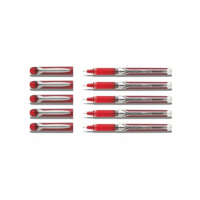 Pilot Hi-Tecpoint V10 Grip Tintenroller rot - 5er-Set