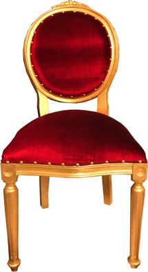 Casa Padrino Barock Medaillon Luxus Esszimmer Stuhl ohne Armlehnen in Bordeaux / Gold