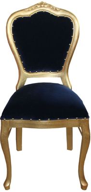 Casa Padrino Barock Luxus Esszimmer Stuhl Royalblau/ Gold - Schminktisch Stuhl