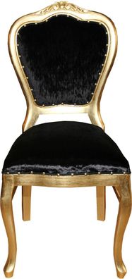Casa Padrino Barock Luxus Esszimmer Stuhl Schwarz / Gold - Schminktisch Stuhl - Baroc