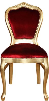 Casa Padrino Barock Luxus Esszimmer Stuhl Bordeaux / Gold - Möbel
