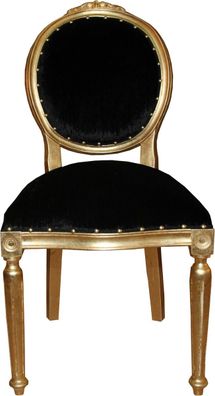 Casa Padrino Barock Medaillon Luxus Esszimmer Stuhl ohne Armlehnen in Schwarz