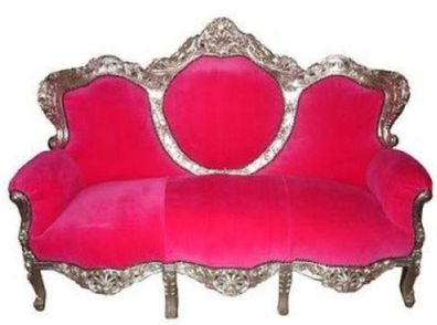 Casa Padrino Barock Lounge Sofa "King" Pink / Silber