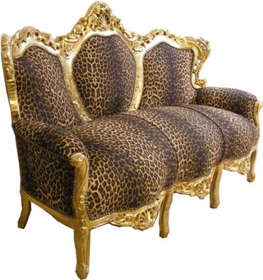 Casa Padrino Barock Lounge Sofa King Leopard / Gold