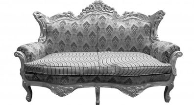 Casa Padrino Barock 2er Sofa Master Silber Muster / Silber Mod2 - Wohnzimmer Couch Mö