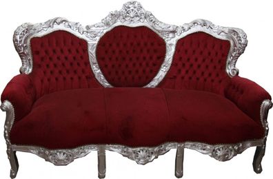 Barock Sofa Garnitur King Bordeaux/ Silber - Möbel Antik Stil