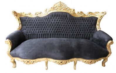 Casa Padrino Barock Sofa Master Schwarz/ Gold