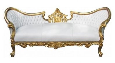 Barock Sofa Vampire Weiß/ Gold - Limited Edition - Lounge Couch