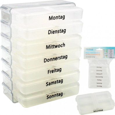 Pillenbox 7 Tage Tablettendose Medikamentenbox Pillendose Woche 1er 4 Zeiten TOP