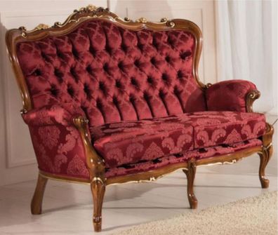 Casa Padrino Luxus Barock Wohnzimmer Sofa mit elegantem Muster Bordeauxrot / Braun /