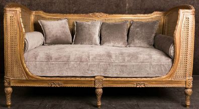 Casa Padrino Luxus Barock Sofa mit Kissen Braun / Taupe 187 x 89 x H. 103 cm - Handge